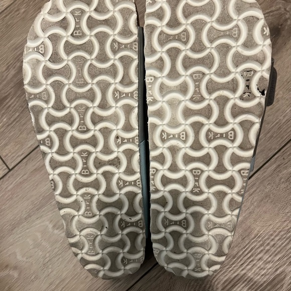 Birkenstock Arizona Split Light Blue/Silver Birko Flor Narrow Fit - Picture 5 of 5